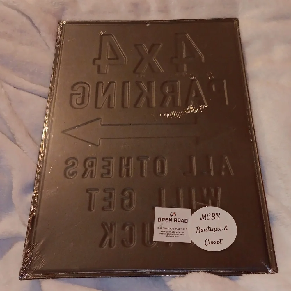 4x4 Jeep Parking Metal Sign in black & white 9 3/4" x 14.5" - Picture 5 of 5